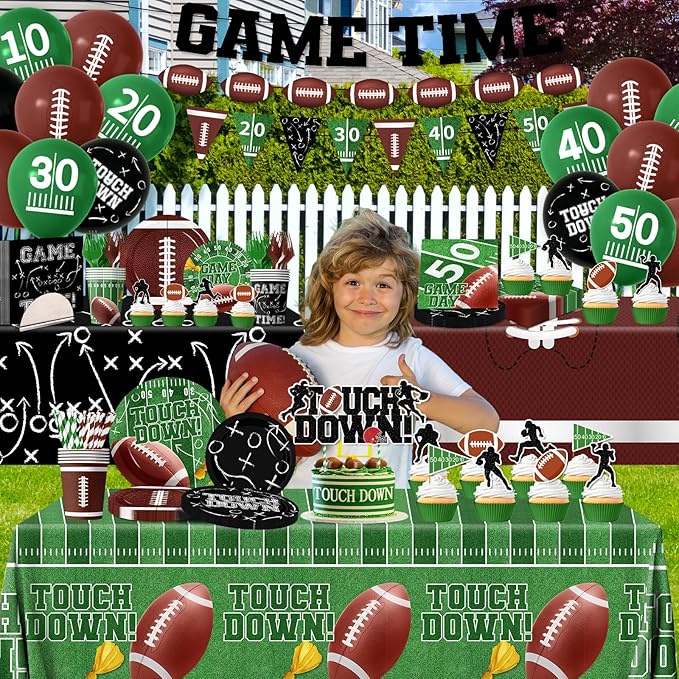 Football Party Supplies Kit Serve 24 Touchdown Plates Napkins