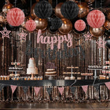 Rose Gold and Black Birthday Party Decorations Set Happy Birthday