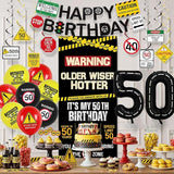 50th Birthday Decorations Men Women Caution Logos Happy 50th