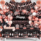 Retirement Party Decorations for Women 109Pcs Rose Gold Black Happy