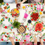Pink Tropical Luau Party Tableware Supplies 168PCS Hawaiian Plates