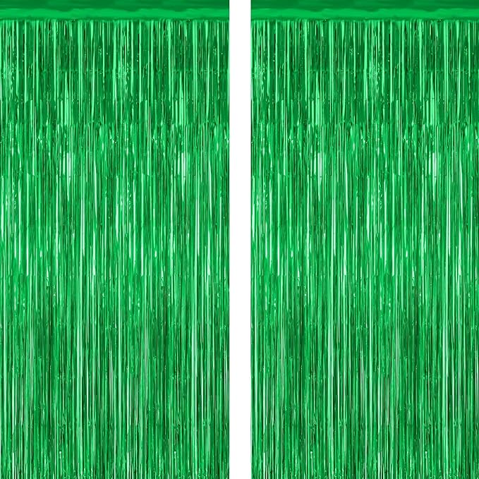 2 Pack Tinsel Backdrop, 3.28 FTx7.05 FT Green St Patricks Day Party