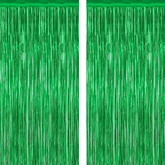 2 Pack Tinsel Backdrop, 3.28 FTx7.05 FT Green St Patricks Day Party