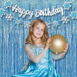 BRAVESHINE Light Blue Tinsel Foil Fringe Curtains - 2Pcs 3.2x8.2 ft