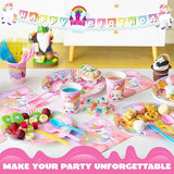 145 Pcs Unicorn Birthday Party Supplies with Unicorn Banner for