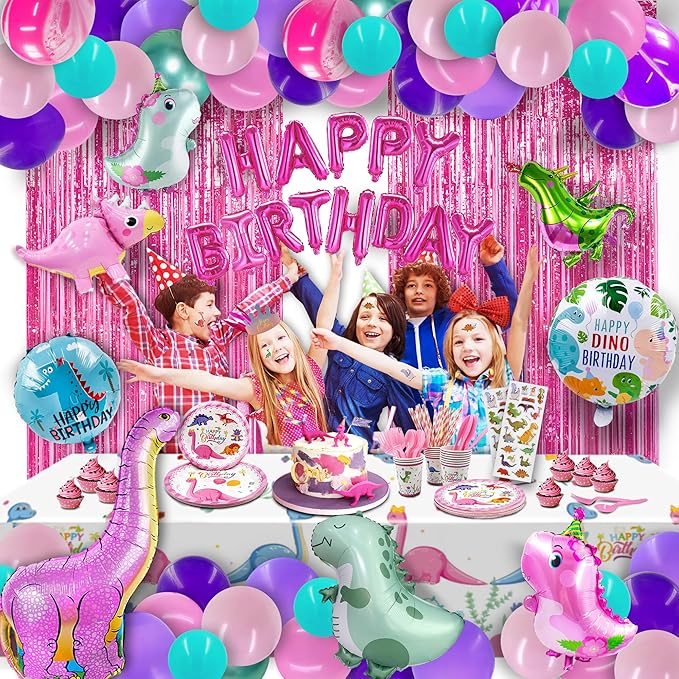 Party Spot! 150 pcs Dinosaur Birthday Party Supplies For Girls