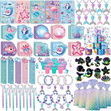 110Pcs Mermaid Party Favors Including Stampers Notebooks Mermaid