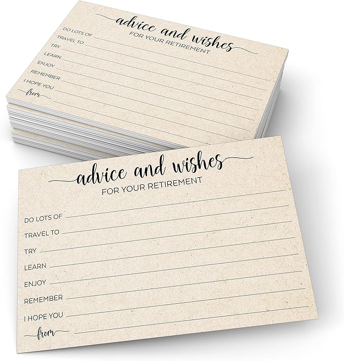4x6 Retirement Party Advice and Well Wishes Cards Tan Made in USA