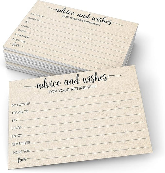 4x6 Retirement Party Advice and Well Wishes Cards Tan Made in USA