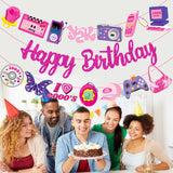 3pcs Y2K Birthday Party Banners 2000s Pink Birthday Party Decorations
