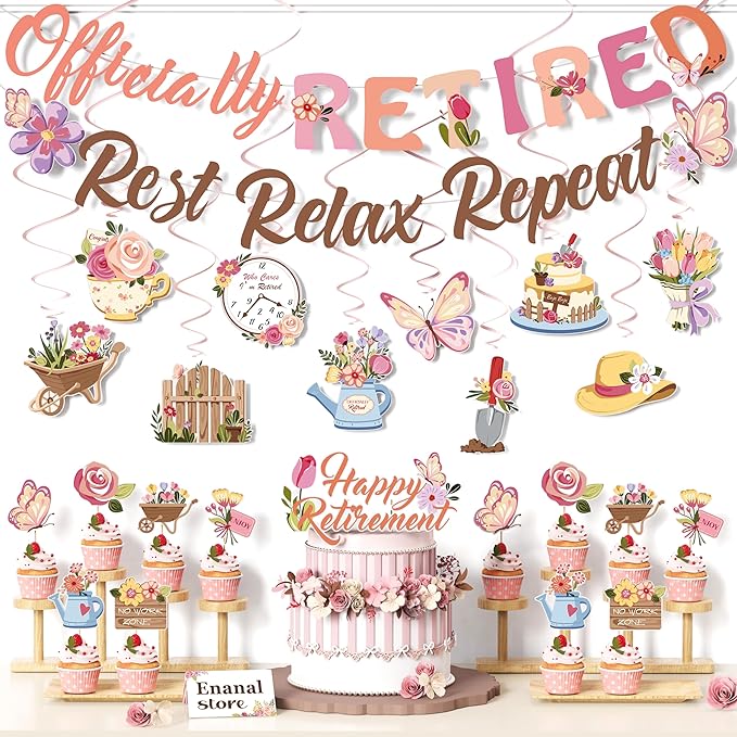 Spring Gardening Retirement Decorations 25pcs Retro Style Garden