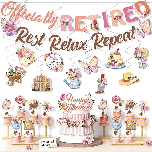 Spring Gardening Retirement Decorations 25pcs Retro Style Garden