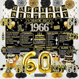 60th Birthday Decorations for Men Women 21pcs the Year 1966 Banner
