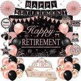 Retirement Party Decorations for Women Rose Gold Retirement Crown