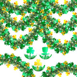 50FT St Patrick's Day Tinsel Garland Green Gold Shamrock Hat Tinsel