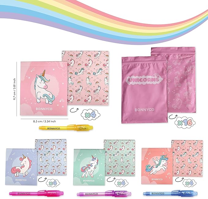 Invisible Ink Pen and Notebook Pack 16 Unicorn Party Favors for Kids