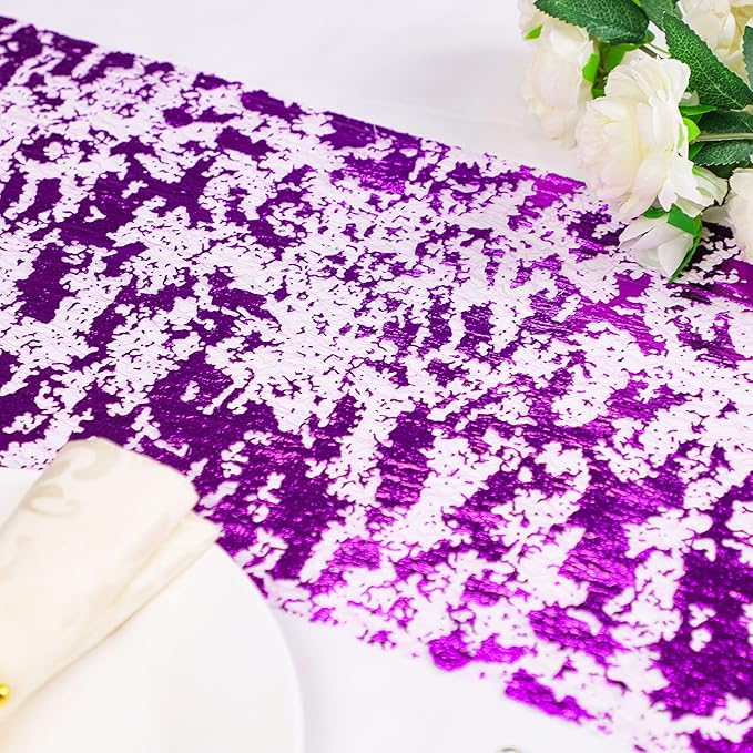 Snowkingdom 2 Pieces Purple Table Runner, Sequin Glitter Foil