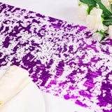 Snowkingdom 2 Pieces Purple Table Runner, Sequin Glitter Foil