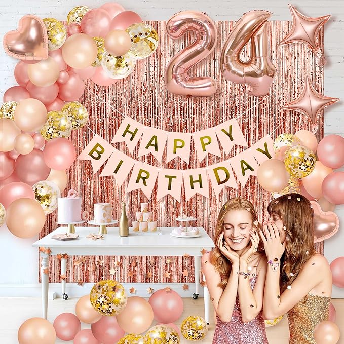 Rose Gold Birthday Party Decorations Happy Birthday Banners