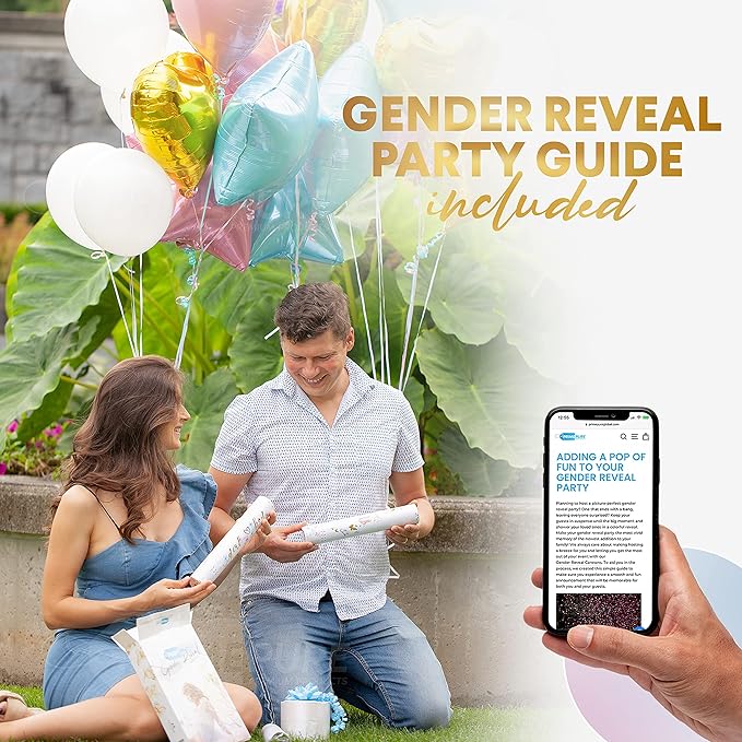 PrimePure Gender Reveal Confetti Cannon - Butterfly Confetti Popper &