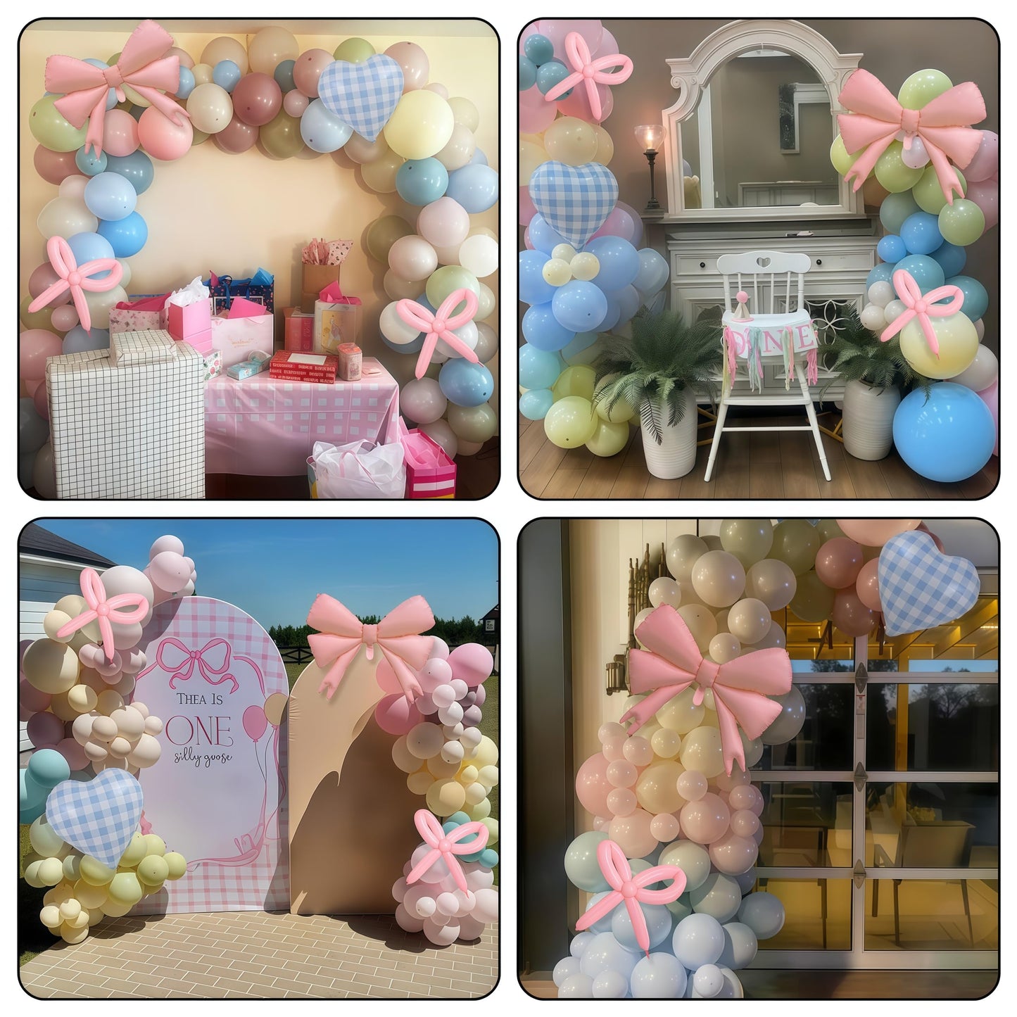 Goose Balloon Arch Kit Pastel Pink Blue Sage Green Balloons Garland