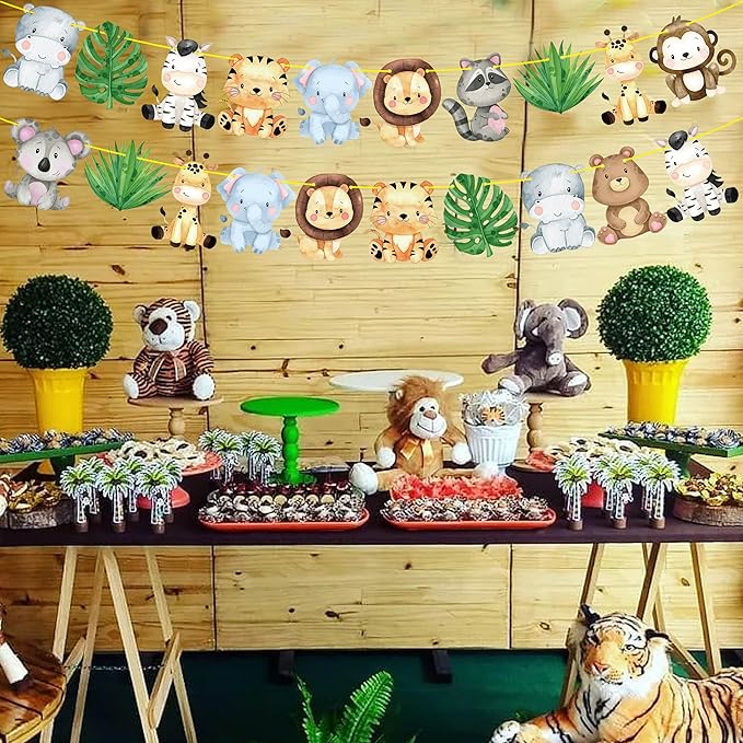 Jungle Safari Banners 2pcs Safari Animals Birthday Party Cutout