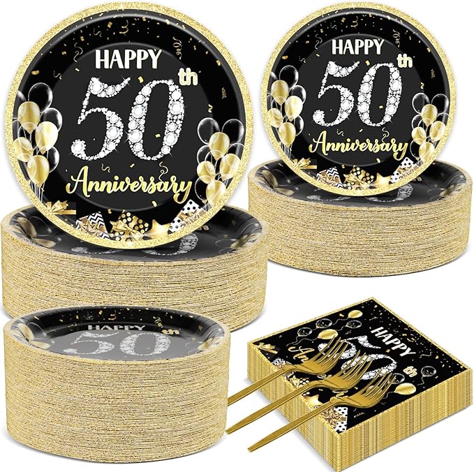 50 Guests 50th Anniversary Plates Napkins Party Supplies Employee