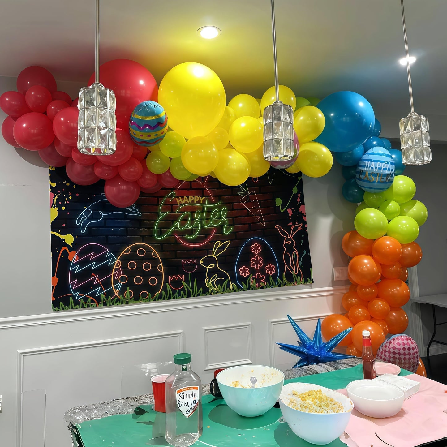 141 Pcs Rainbow Neon Balloon Arch Kit, Hot Pink Lime Green Orange