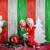 2 Pack Christmas Metallic Tinsel Foil Fringe Curtains, Door Streamers