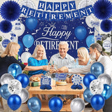 Holkcog Blue Retirement Party Decorations for Women, Silver Blue