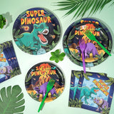 96 Pcs Super Dinosaur Plates and Napkins for Dinosaur Birthday Party