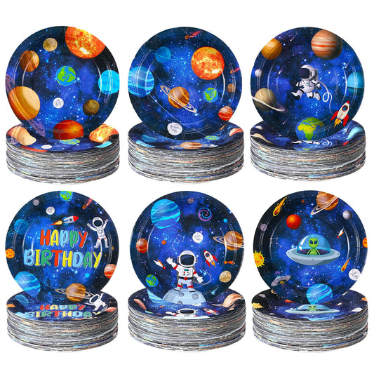 Funnymoom 60 Pcs Outer Space Birthday Party Supplies 7 Inch Solar
