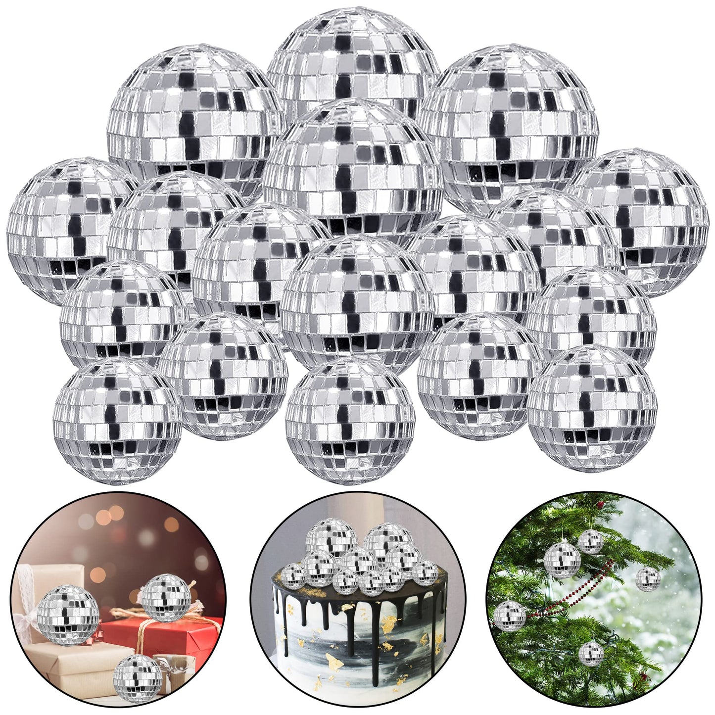 27 PCS Disco Ball Cake Decoration Mirror Ball Cake Topper 70s Disco