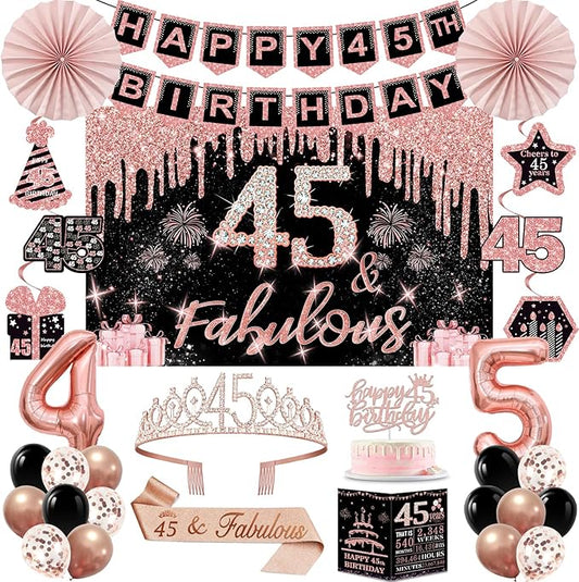 45th Birthday Decorations for Women 32PCS 45th Birthday Party