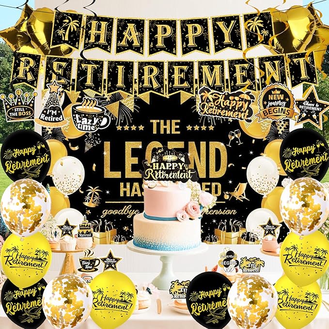 Elegant gold Retirement Decorations Kit for Women ang man Features