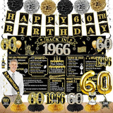 60th Birthday Decorations for Men Women 21pcs the Year 1966 Banner