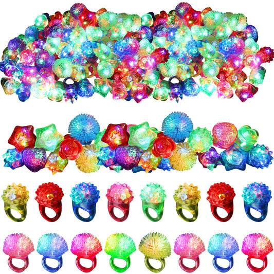 Leyndo 24 Pack LED Light up Rings Party Favors, Glow in the Dark Party