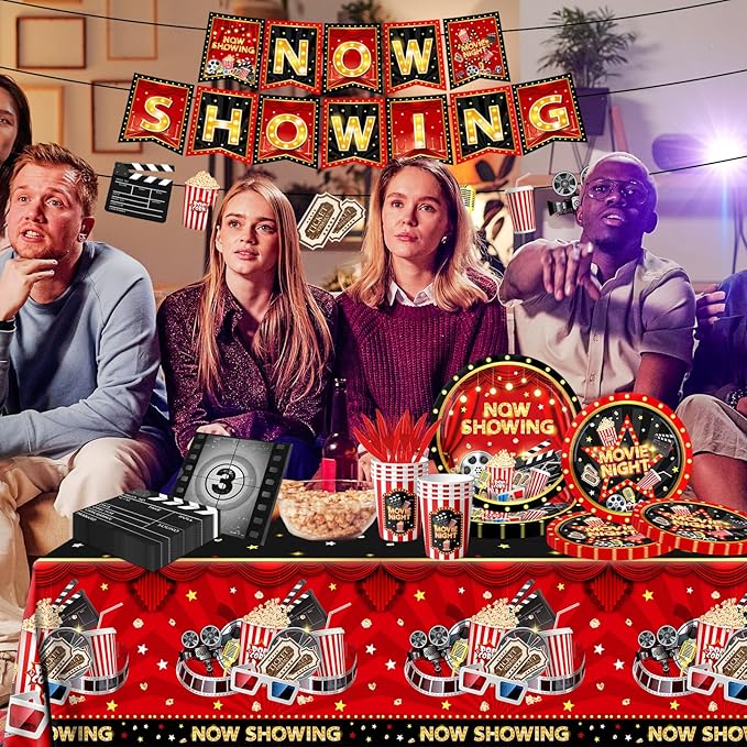 Movie Night Supplies Drive In Movie Party Tableware Set Include Now
