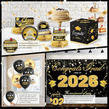 Graduation Decorations 2026 Black and Gold Party Supplies
