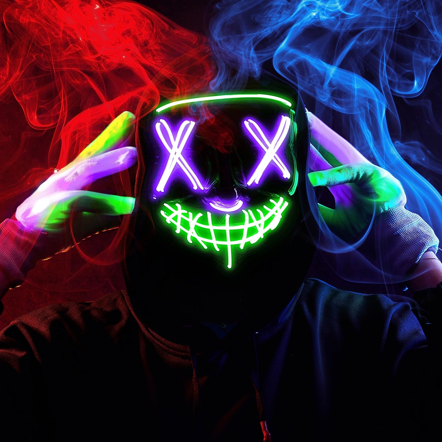 JOYIN Halloween Led Mask, Light Up Mask and Gloves for Cosplay Costume