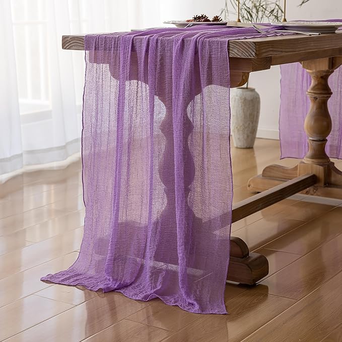 Keketoarrange 3pcs Spring Table Runner Lavender Gauze Rustic Boho