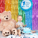 2Pack Rainbow Foil Fringe Curtains Backdrop Decorations, Rainbow