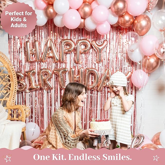 VIDAL CRAFTS 71 Piece Rose Gold Birthday Decorations for Women Party