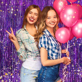 Purple Metallic Tinsel Foil Fringe Curtains, 2 Pack 3.3x8.3 Feet