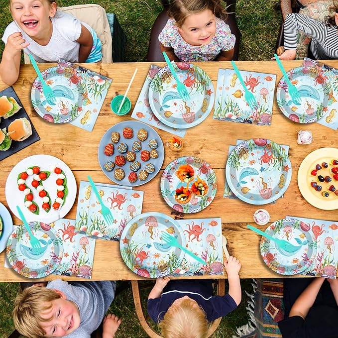 50 Guests Under the Sea Party Decorations Plates and Napkins Ocean