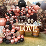 Rose Gold and Black Balloon Arch Kit 102pcs Matte Black and Metallic