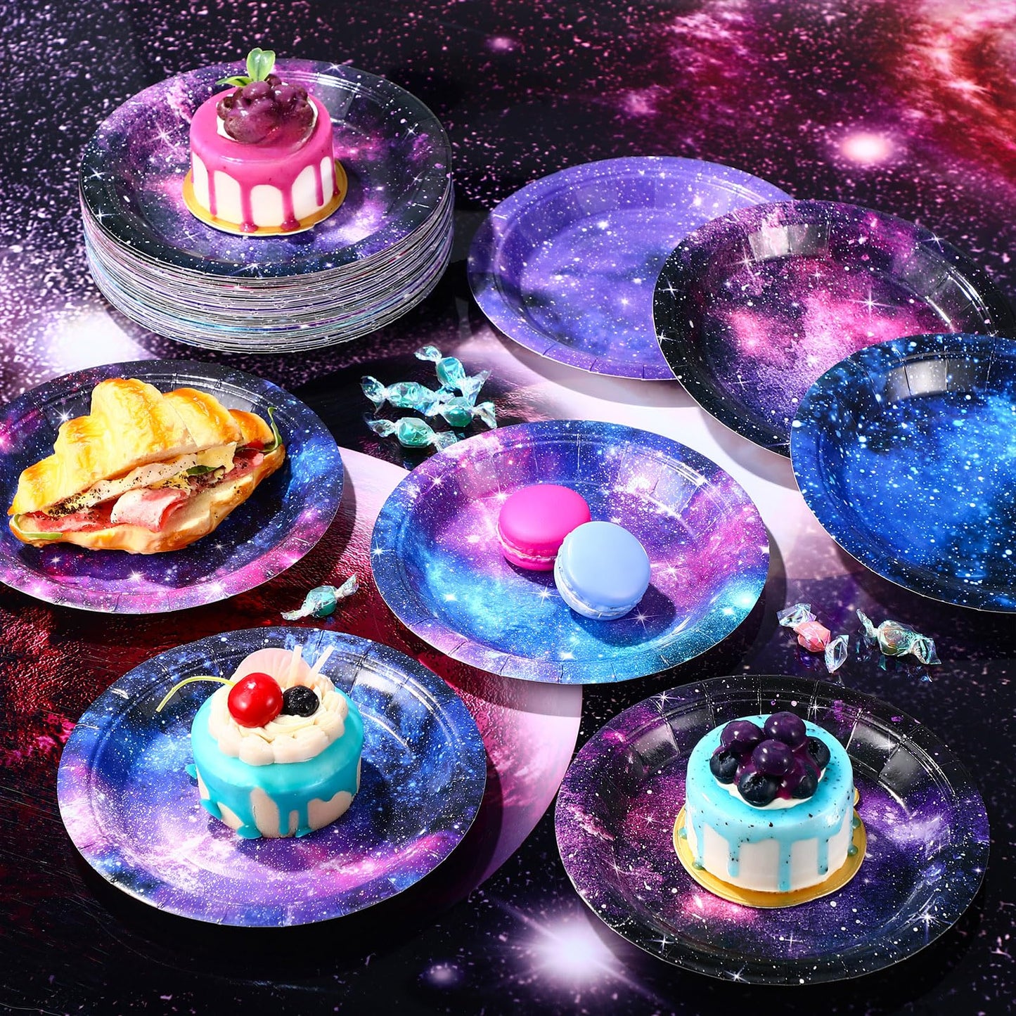 60 Pcs 7 Inch Space Galaxy Paper Plates Outer Space Theme