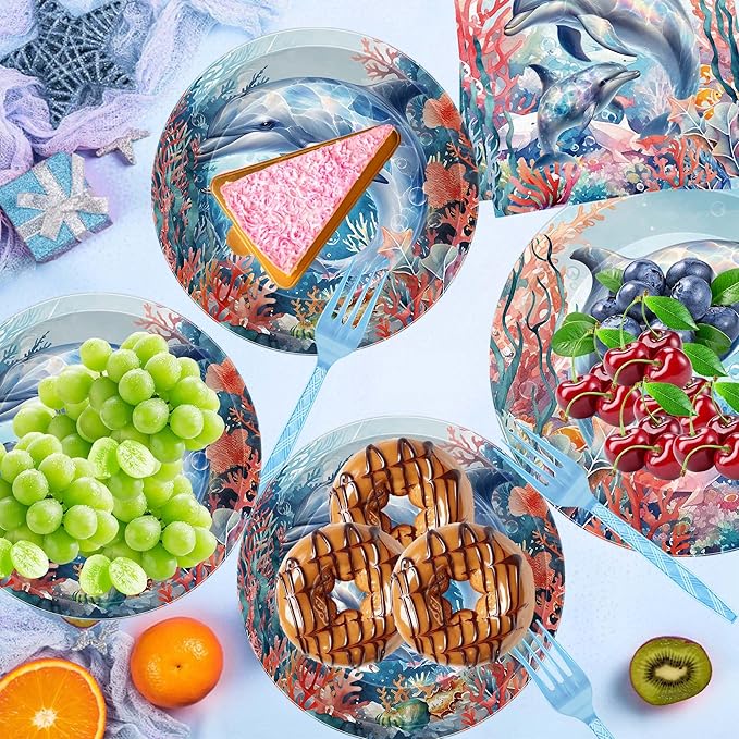 96 Pcs Dolphin Birthday Party Decorations Under the Sea Dolphin