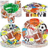 144 Pieces Sports Themed Paper Plates and Napkins Dinnerware Set