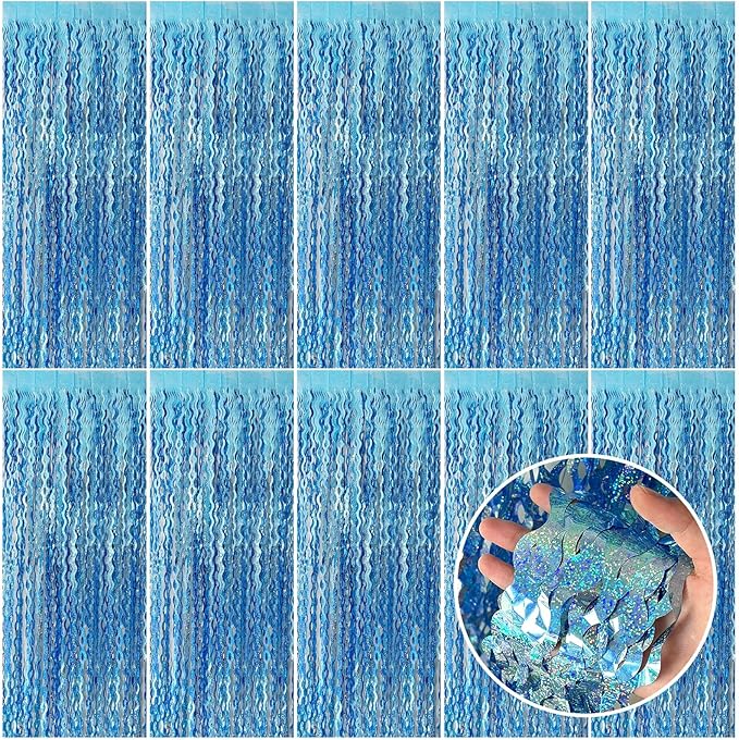 Tinsel Foil Fringe Curtains Wavy Backdrop for Parties Sparkle